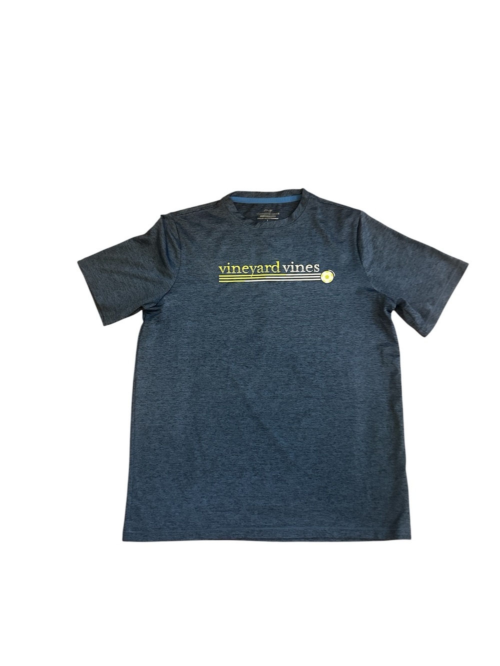 Vineyard Vines Boys Navy Heather Tee with Yellow Logo